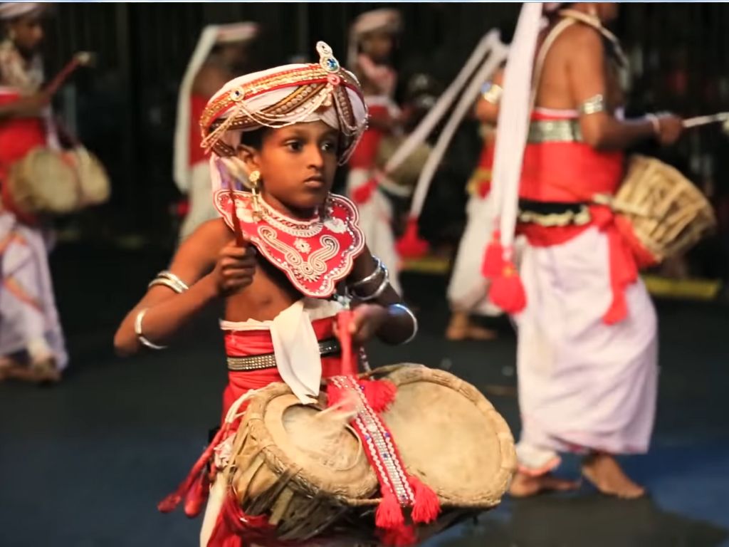 kids drumb in perahera festival